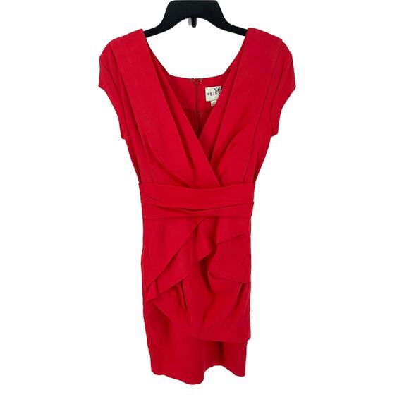 Reiss Women's Red Coral Lola Bandage Cocktail Cap Sleeve Dress Size 2 - Picture 1 of 5